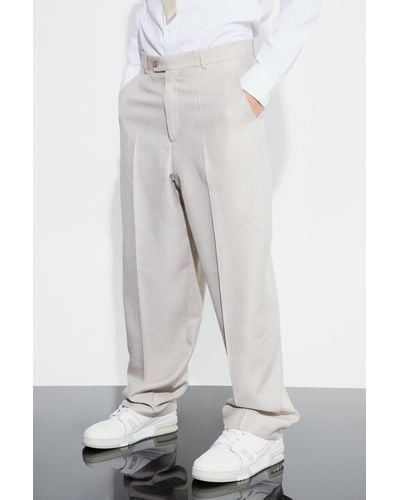 BoohooMAN Relaxed Fit Boucle Texture Marl Pants - Gray