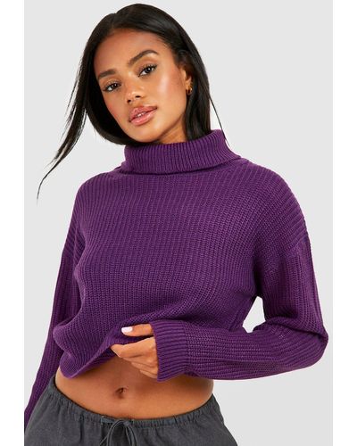 Boohoo Basic Roll Neck Sweater - Purple