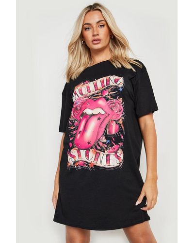 Boohoo Rolling Stones License Graphic T-shirt Dress - Black