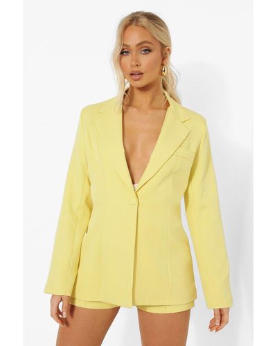 Boohoo Fitted Tailored Blazer - Yellow