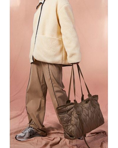 Boohoo Nylon Oversized Quilt Bag - Brown