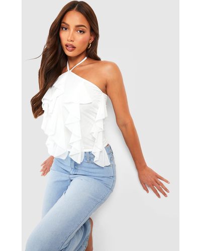 LA Hearts Mesh Ruffle Tank Top