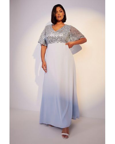 Boohoo Plus Bridesmaid Occasion Sequin Angel Maxi Dress - Blue