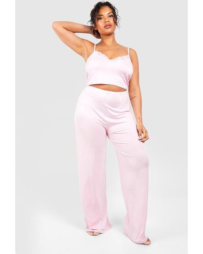 Boohoo Plus Peached Cami And Trouser Set - Pink