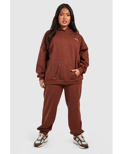 Boohoo Plus Dsgn Studio Double Pocket Oversized Hooded Tracksuit - Red