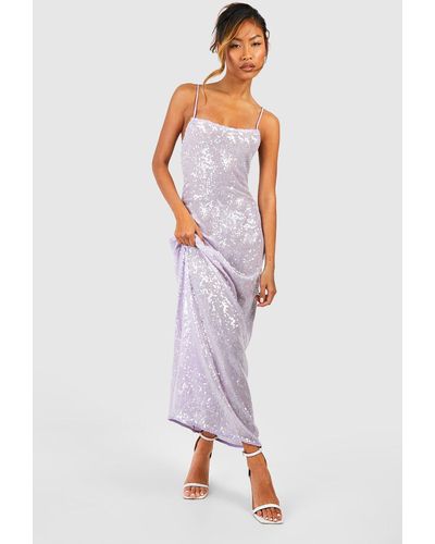Boohoo Sheer Sequin Strappy Low Back Maxi Dress - Pink