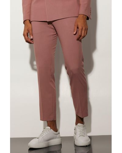 Boohoo Slim Crop Suit Pants - Pink