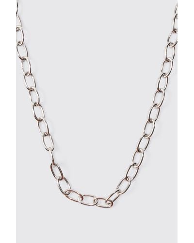 BoohooMAN Short Chunky Metal Chain Necklace In Silver - Gray
