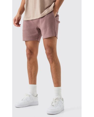 BoohooMAN Slim Short Length Waffle Short - Purple