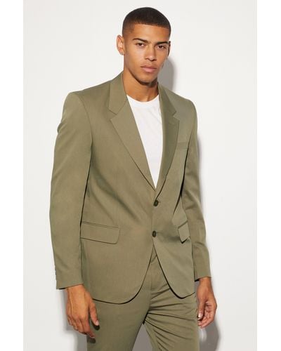BoohooMAN Oversized Boxy Single Breasted Suit Jacket - Natural