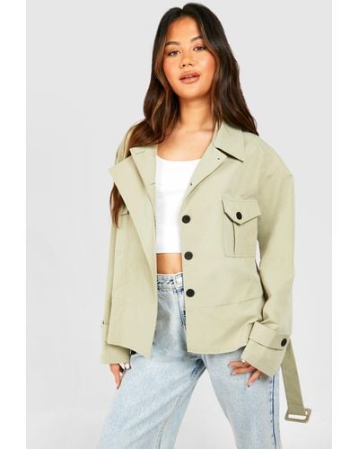 Boohoo Utility Pocket Detail Crop Trench Coat - White