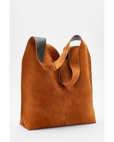 Boohoo Suedette Slouch Tote Bag - Brown