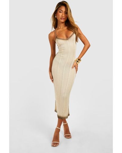 Boohoo Ombre Fine Gauge Rib Knitted Maxi Dress - Brown