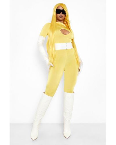 Boohoo Halloween Cut Out Detail Catsuit - Yellow