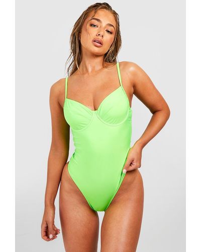 Boohoo Essentials Underwired Bathing Suit - Green