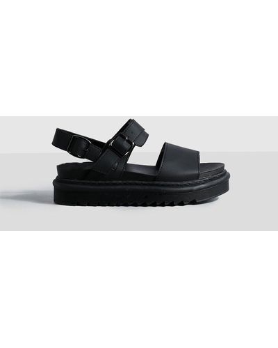 Boohoo Chunky Buckle Detail Flatform Sandals - Black