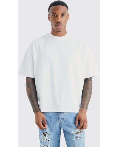 BoohooMAN Kastiges Oversize T-Shirt - Weiß