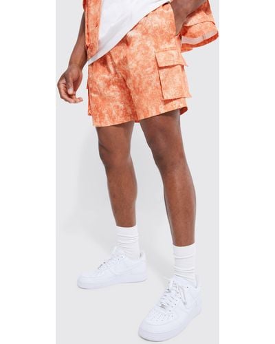 BoohooMAN Cargo-Shorts mit elastischem Bund - Orange