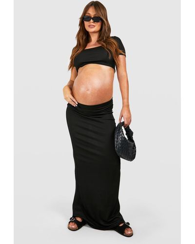 Boohoo Maternity T-shirt Crop & Maxi Skirt Co-ord - Black