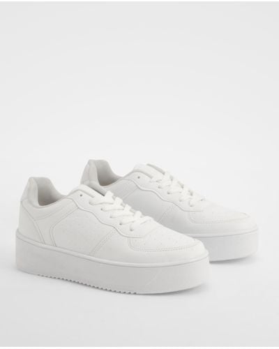 Boohoo Chunky Platform Sole Contrast Panel Sneakers - White