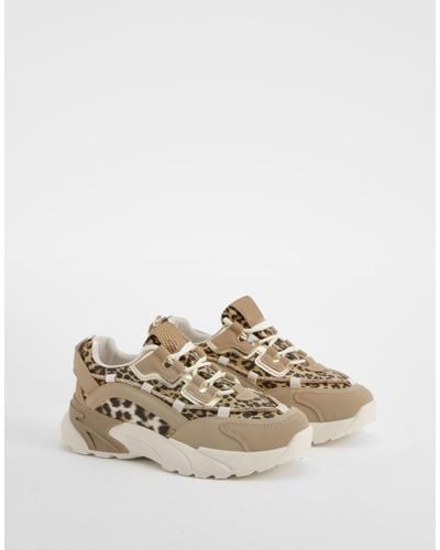 Boohoo Leopard Print Chunky Sneakers - Multicolor