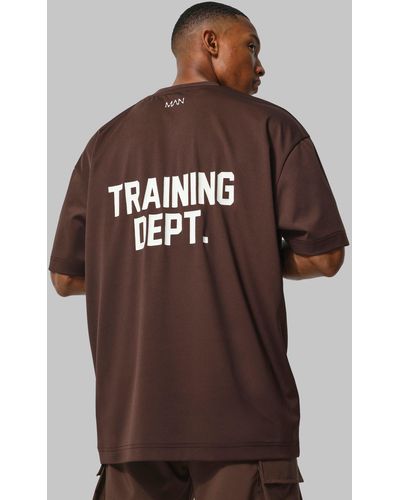 BoohooMAN Active Training Dept Performance Oversized T Shirt - Brown