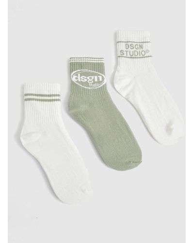 Boohoo Dsgn Studio Sports Sock 3 Pack - Green