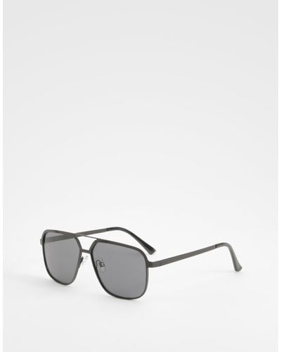 Boohoo Black Tinted Oversized Aviator Sunglasses - Gray