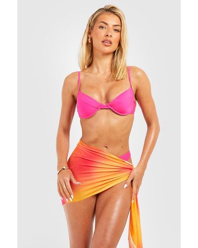 Boohoo Minifalda Para La Playa Drapeada En Degradado - Naranja