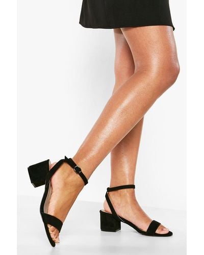 Boohoo Wide Fit Low Block Barely There Heels - Black