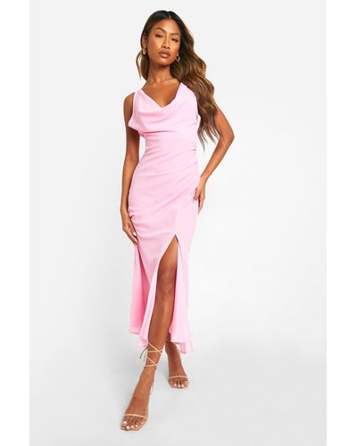 Boohoo Pink Scoop Neck Short Sleeve Maxi Dress