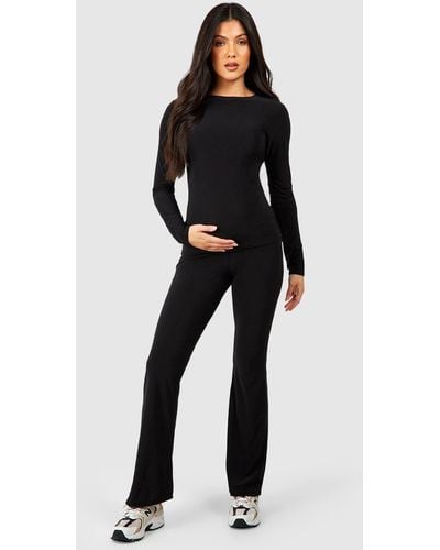 Boohoo Maternity Yoga Pant Loungewear Set - Black