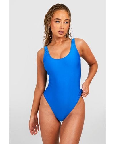 Boohoo Essentials Scoop Bathing Suit - Blue