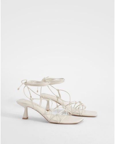 Boohoo Knot Detail Strappy Heels - White