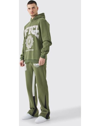 BoohooMAN Tall Homme Official 13 Hooded Gusset Tracksuit In Khaki - Grün
