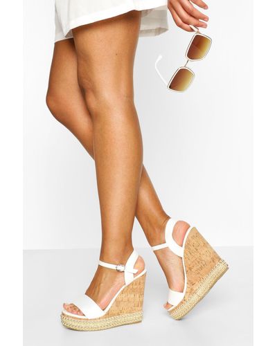 Boohoo 2 Part Studded Cork Wedges - White