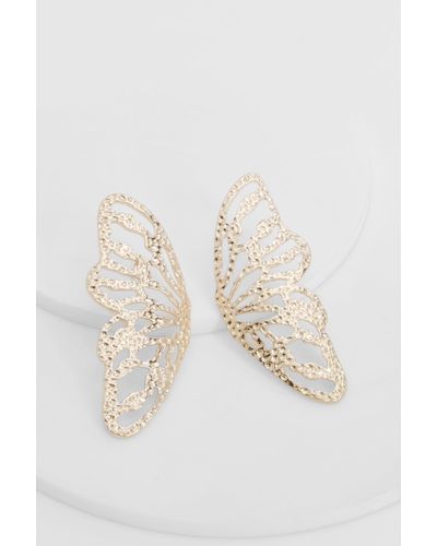 Boohoo Butterfly Statement Stud Earrings - Natural