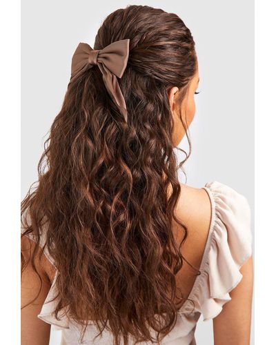 Boohoo Mini Bow Hair Clip - Brown