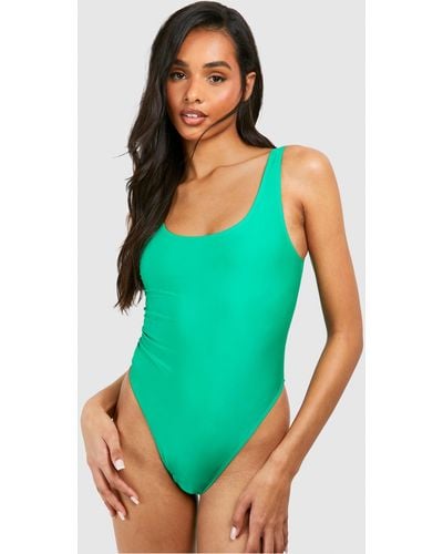 Boohoo Tall Basic Scoop Bathing Suit - Green