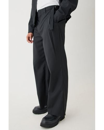 BoohooMAN Formal Wide Fit Pants - Black