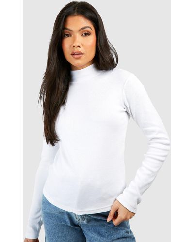 Boohoo Maternity Basic Long Sleeve Funnel Neck T-shirt - White