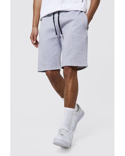 BoohooMAN Tall Jersey Shorts With Man Drawcords - Gray