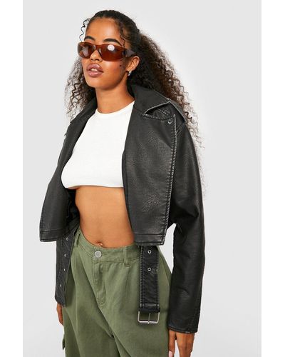 Vintage Look Oversized Faux Leather Bomber Jacket