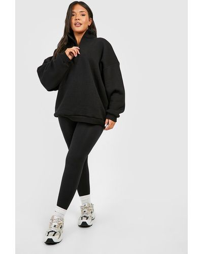 Boohoo Plus Oversized Half Zip Sweatshirt - Black