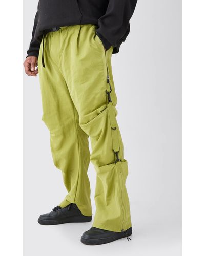Boohoo Pantalón Plus Holgado De Nailon Con Cintura Elástica - Verde