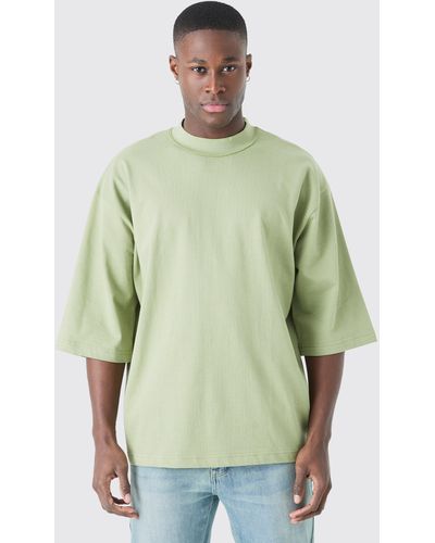BoohooMAN Oversized Heavy Layed On Neck Carded T-shirt - Green