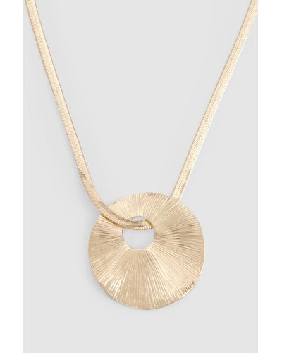 Boohoo Hammered Snake Chain Pendanrt Necklace - Blanco