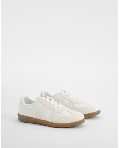 Boohoo Contrast Panel Gum Sole Sneakers - White