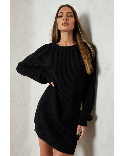 Boohoo Crew Neck Sweater Dress - Black