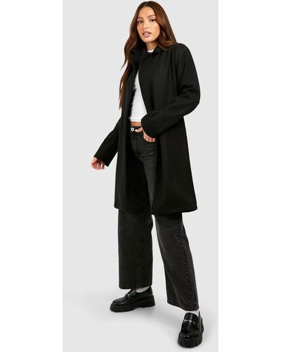Boohoo Tall Tailored Wool Look Coat - Black